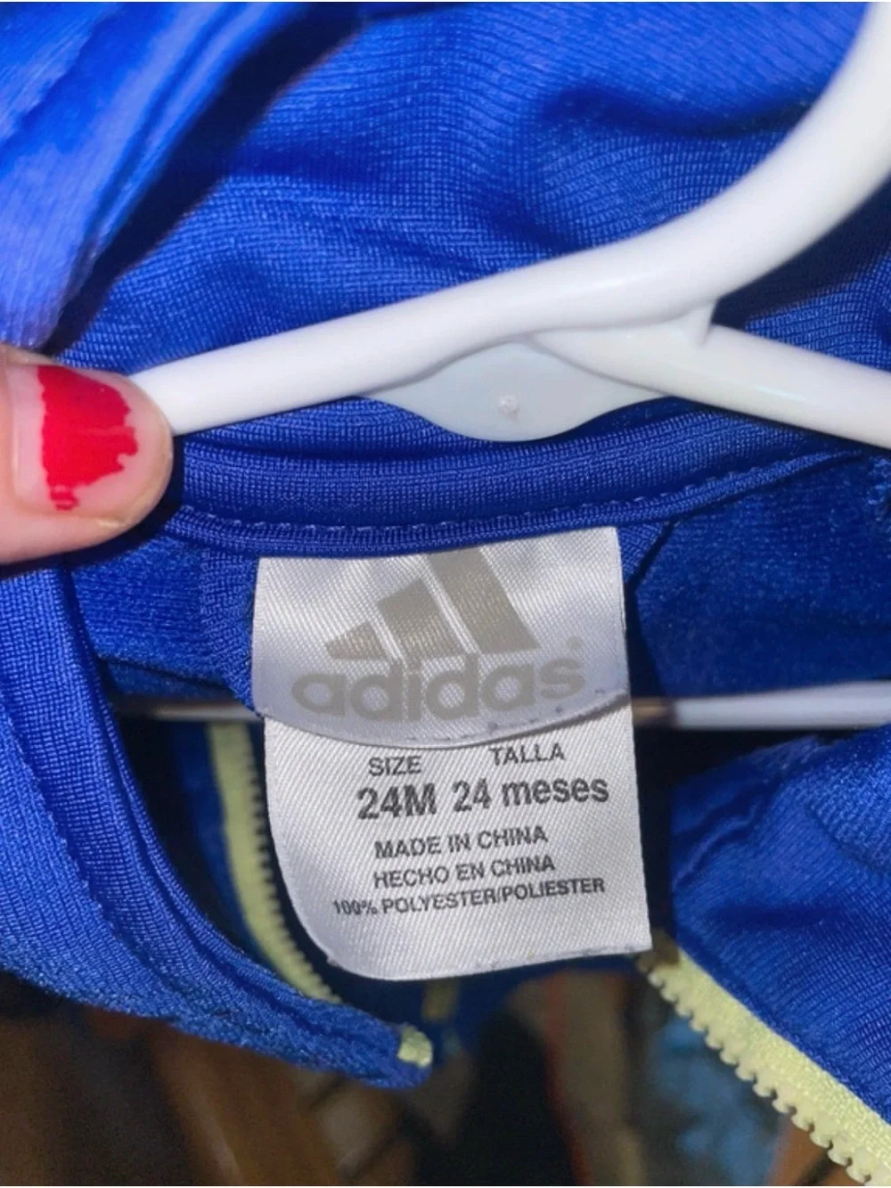 adidas Kids Royal Blue Zip-Front Track Jacket with Green Stripes
